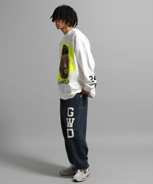 「GEORGE'S」 長袖Tシャツ MEDIUM ホワイト×パープル メンズ_画像8