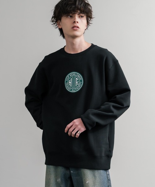 トレーナー スウェット 裏起毛 HUF ハフ TRANSIT AUTHORITY CREWNECK オーバーサイズ裏起毛トレーナースウェット メンズ レディース