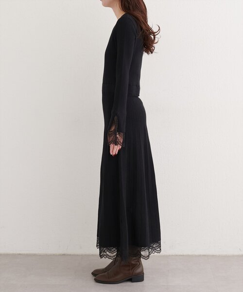 natural couture ワンピース 袖口レースニットワンピース : ZOZOTOWN