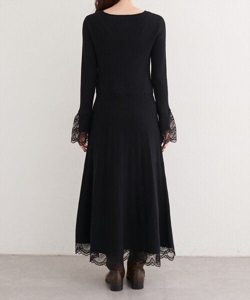 natural couture ワンピース 袖口レースニットワンピース : ZOZOTOWN