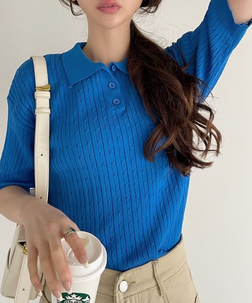 「Ada.」 半袖ポロシャツ M ホワイト レディース_画像2