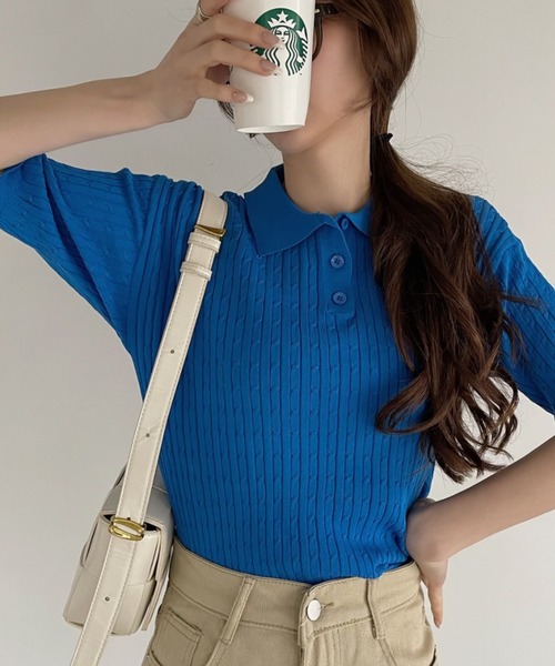 「Ada.」 半袖ポロシャツ M ホワイト レディース_画像3