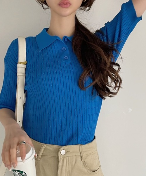 「Ada.」 半袖ポロシャツ M ホワイト レディース_画像4