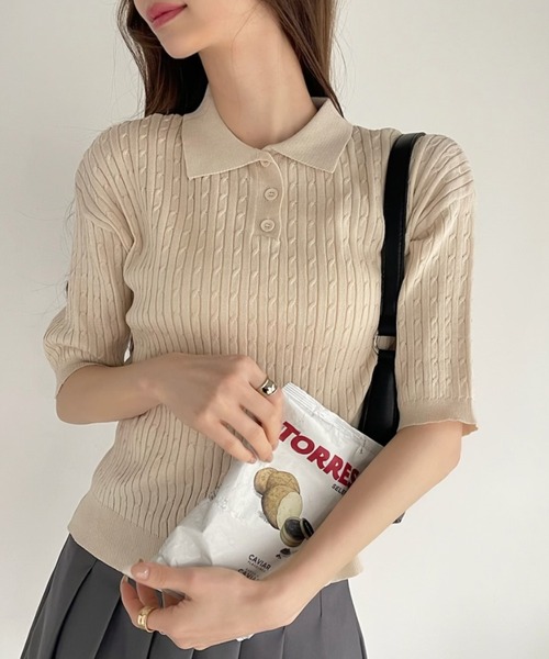 「Ada.」 半袖ポロシャツ M ホワイト レディース_画像9