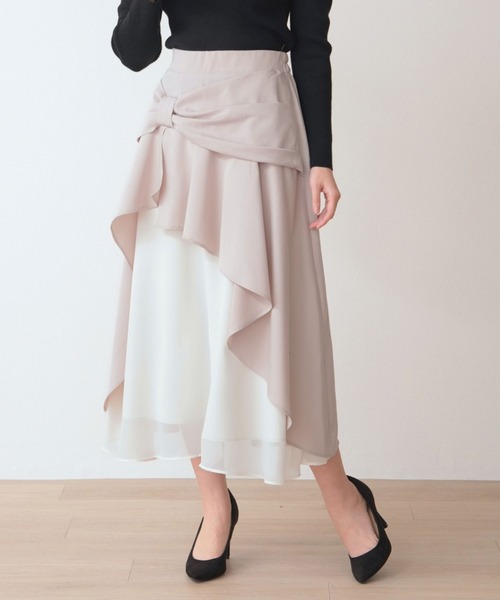 Nohea スカート リボンモチーフ シフォン切替ラッフルLSK : ZOZOTOWN
