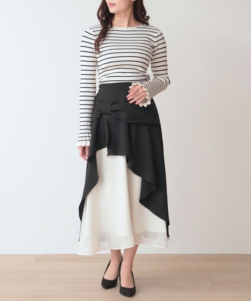 Nohea スカート リボンモチーフ シフォン切替ラッフルLSK : ZOZOTOWN