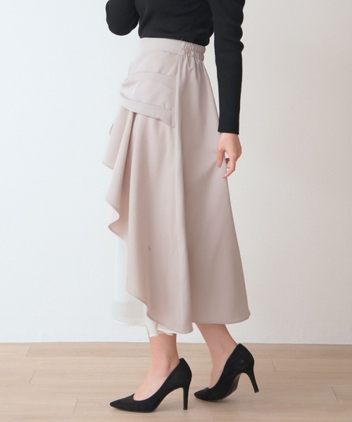 Nohea スカート リボンモチーフ シフォン切替ラッフルLSK : ZOZOTOWN