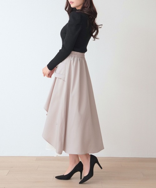 Nohea スカート リボンモチーフ シフォン切替ラッフルLSK : ZOZOTOWN