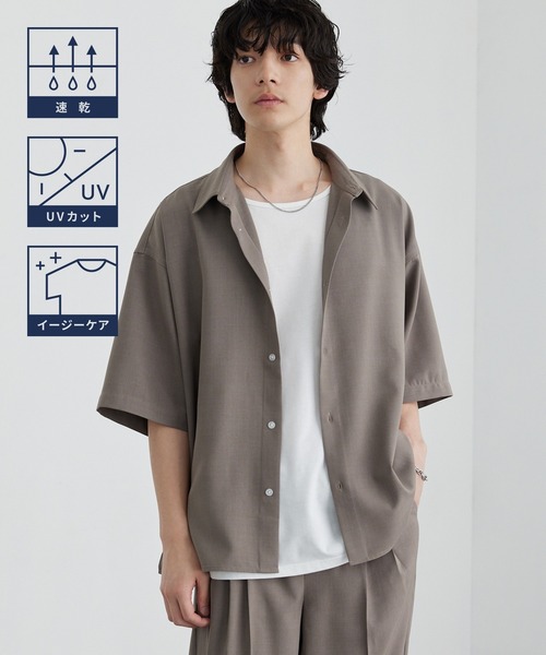 MONO-MART（モノマート） シャツ 半袖 ハイツイステッドツイル サイド