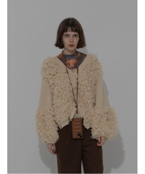 「AMAIL」 ニットカーディガン FREE アイボリー レディース_画像3