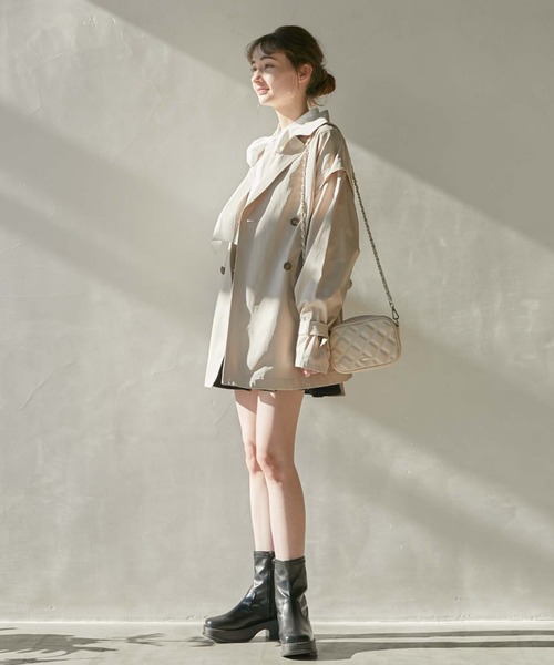 「archives」 トレンチコート MEDIUM ダークブルー レディース_画像2