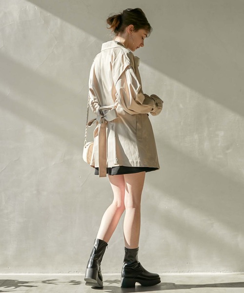 「archives」 トレンチコート MEDIUM ダークブルー レディース_画像5