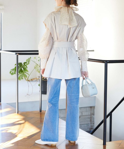 「archives」 トレンチコート MEDIUM ダークブルー レディース_画像9