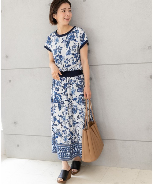「PREFERIR」 半袖ワンピース LARGE ネイビー レディース_画像2