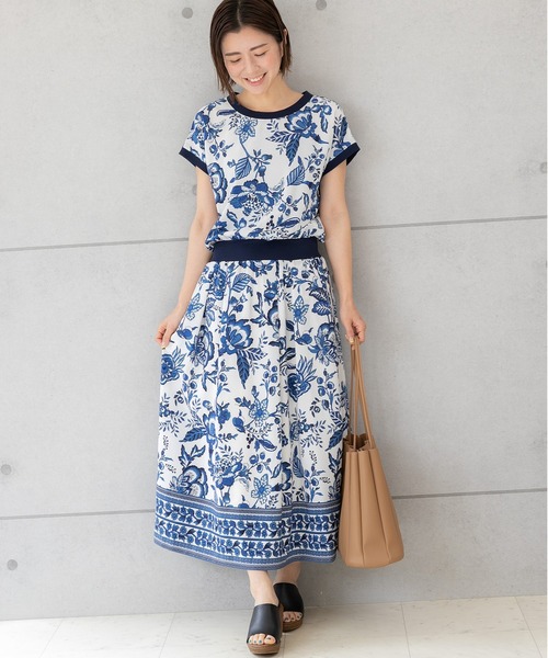 「PREFERIR」 半袖ワンピース LARGE ネイビー レディース_画像9