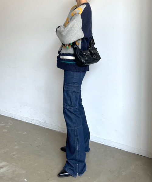 「SHAGGIE」 ニットカーディガン FREE レッド レディース_画像5