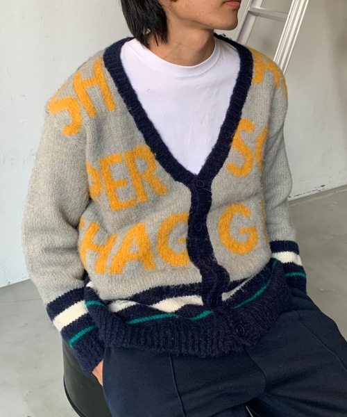 「SHAGGIE」 ニットカーディガン FREE レッド レディース_画像9