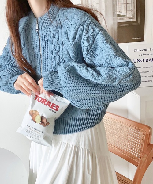 「mily bilet」 ニットカーディガン MEDIUM アイボリー レディース_画像2