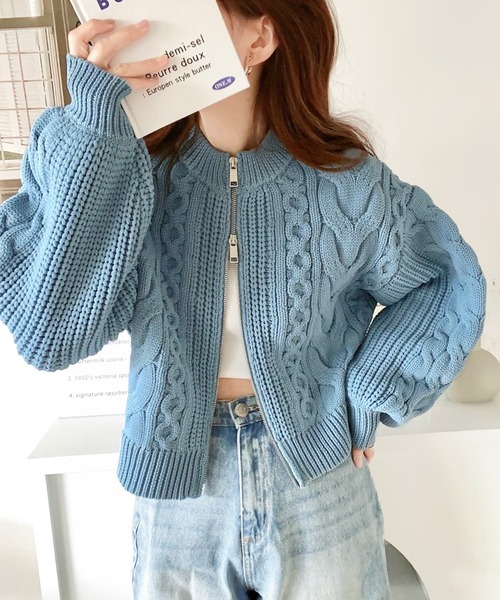 「mily bilet」 ニットカーディガン MEDIUM アイボリー レディース_画像3