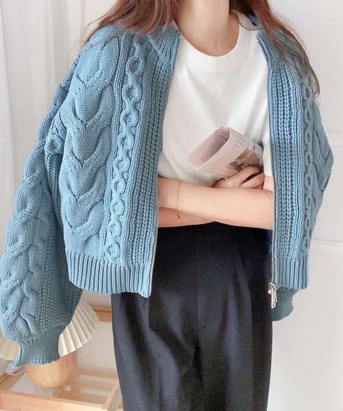 「mily bilet」 ニットカーディガン MEDIUM アイボリー レディース_画像6