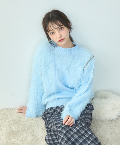 「TITTY&CO.」 長袖ニット FREE ライトブルー レディース_画像8