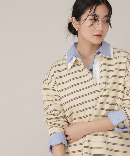 【 GLOBAL WORK 】ビジュー付き ボーダー トレーナー GLOBAL WORK（グローバルワーク） トレーナー 乾きやすいビジュー