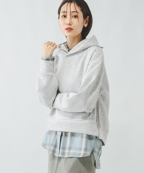 「GLOBAL WORK」 プルオーバーパーカー LARGE グレイッシュベージュ レディース_画像9