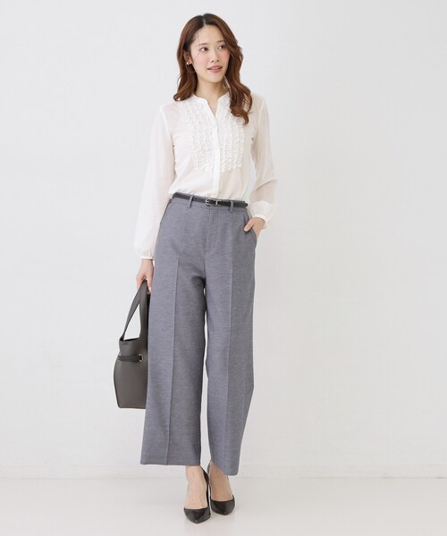 ワイドパンツ パンツ 「手洗い可／日本製／セットアップ可」セミワイドパンツ レディースの画像