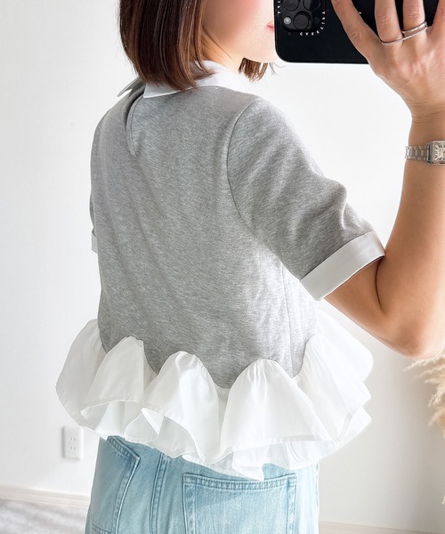 &. NOSTALGIA（ノスタルジア） tシャツ 「ZOZO限定」フリルヘムカラー