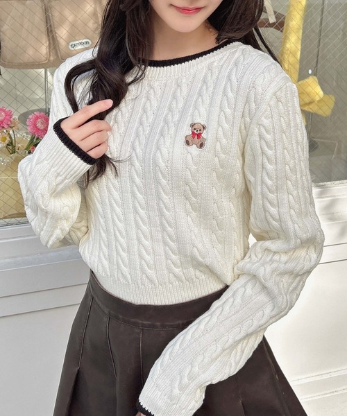 「INGNI」 長袖ニット M ネイビー レディース_画像2