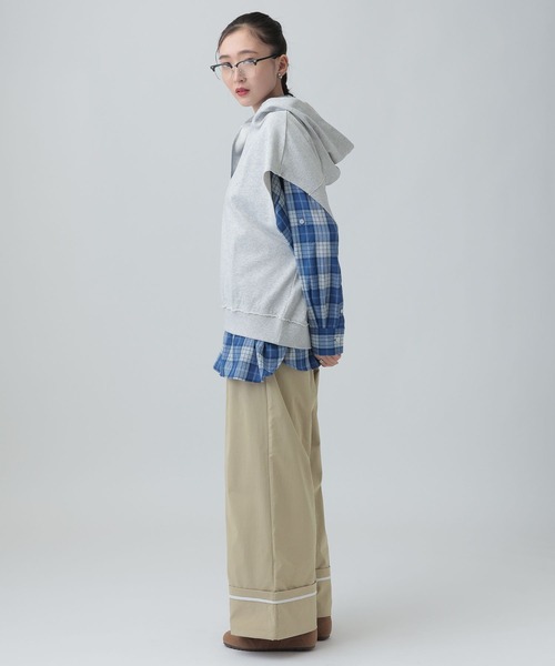 LEPSIM（レプシィム） ワイドパンツ パンツ ターンナップ配色ライン