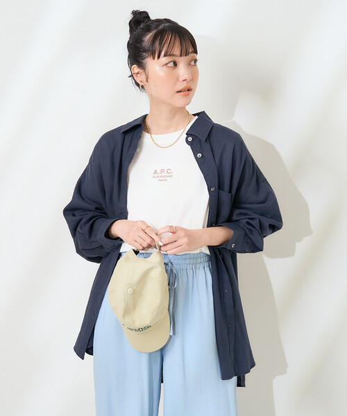新品 VALENZA スワロフスキー リネンブレンド シャツ 秋服 44 FREAK'S STORE（フリークスストア） リネンシャツ ブラウス シャツ 夏