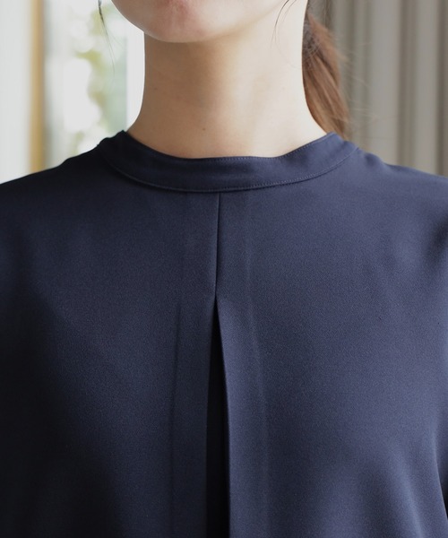 「DRESS PLUS」 7分袖ワンピース X-LARGE ネイビー レディース_画像2