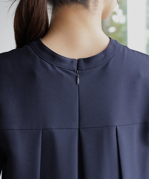 「DRESS PLUS」 7分袖ワンピース X-LARGE ネイビー レディース_画像3