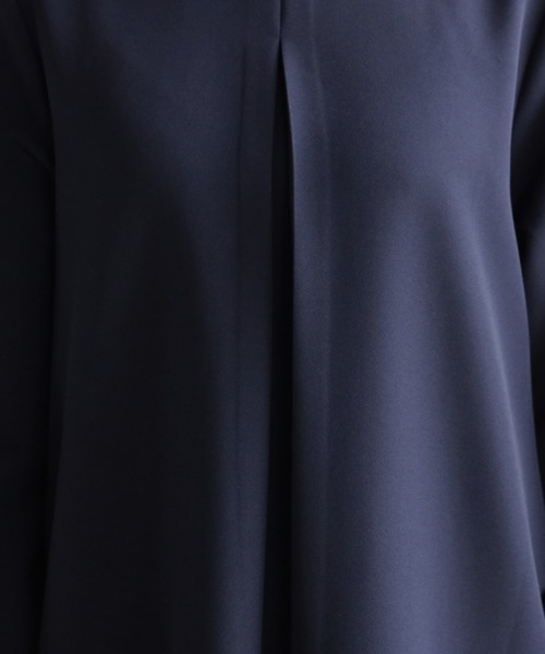 「DRESS PLUS」 7分袖ワンピース X-LARGE ネイビー レディース_画像4