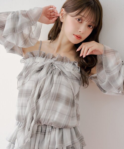 Chico ドロップデザインオフショルチュニック Chico（チコ） ブラウス シャツ 「2way」ドロップデザインオフショル