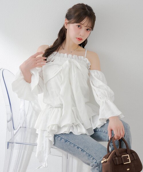 Chico（チコ） ブラウス シャツ 「2way」ドロップデザインオフショル