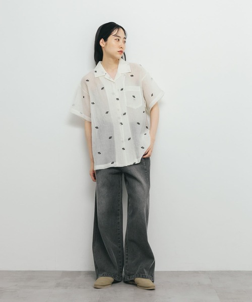 「KBF」 半袖シャツ ONE ブラック レディース_画像5