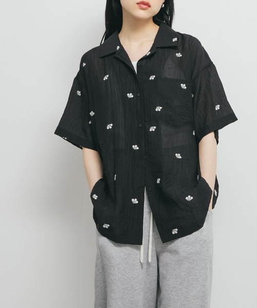 「KBF」 半袖シャツ ONE ブラック レディース_画像8
