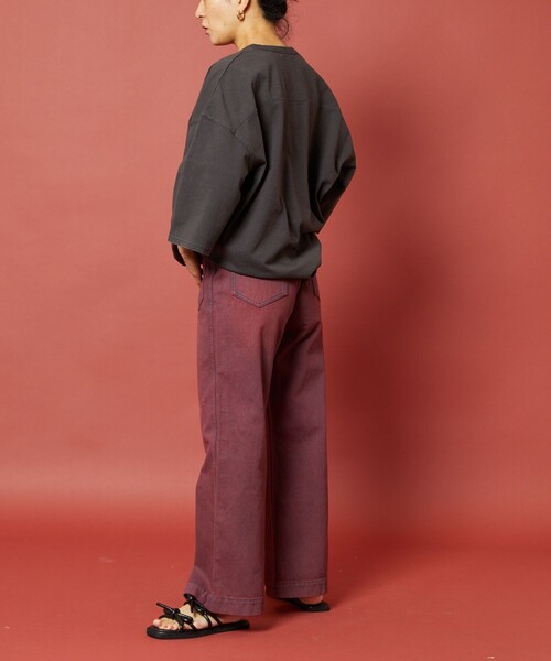 「Freada」 半袖カットソー ONE SIZE パープル レディース_画像5