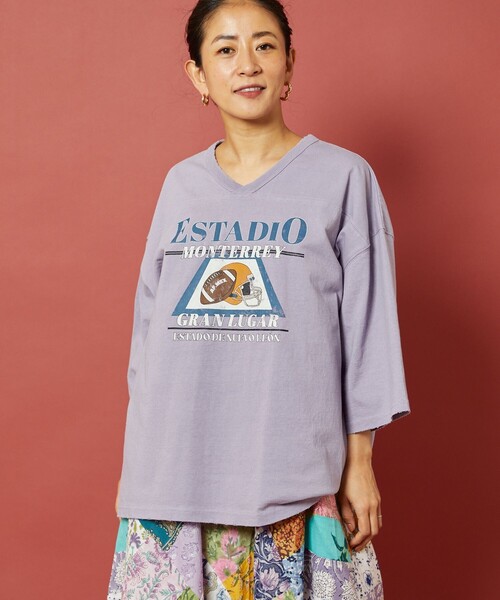 「Freada」 半袖カットソー ONE SIZE パープル レディース_画像6