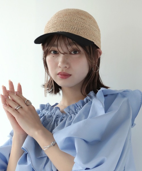 「Little&More」 ストローハット FREE ブラック レディース_画像4