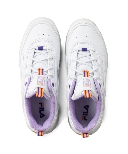 「FILA」 ローカットスニーカー 24.5cm ホワイト×パープル レディース_画像2