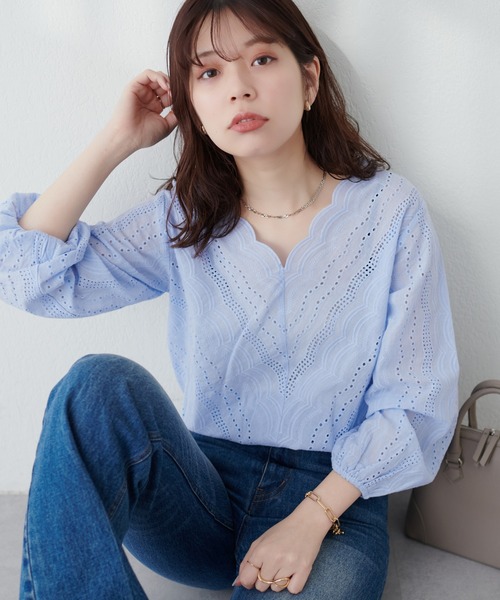 「natural couture」 長袖ブラウス FREE オフホワイト レディース_画像3