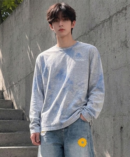 tシャツ 「HOOK」個性派タイダイ染めロングt メンズ レディース