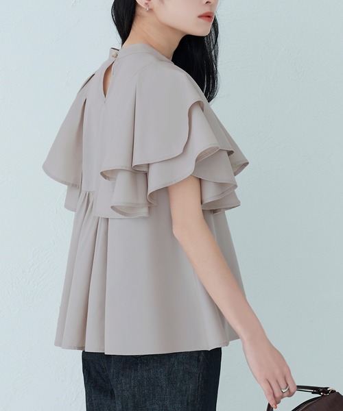 RUIRUE BOUTIQUE ブラウス シャツ レイヤードケープ・キーネック