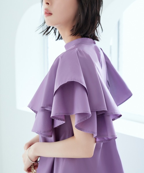 RUIRUE BOUTIQUE ブラウス シャツ レイヤードケープ・キーネック