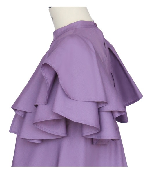 RUIRUE BOUTIQUE ブラウス シャツ レイヤードケープ・キーネック