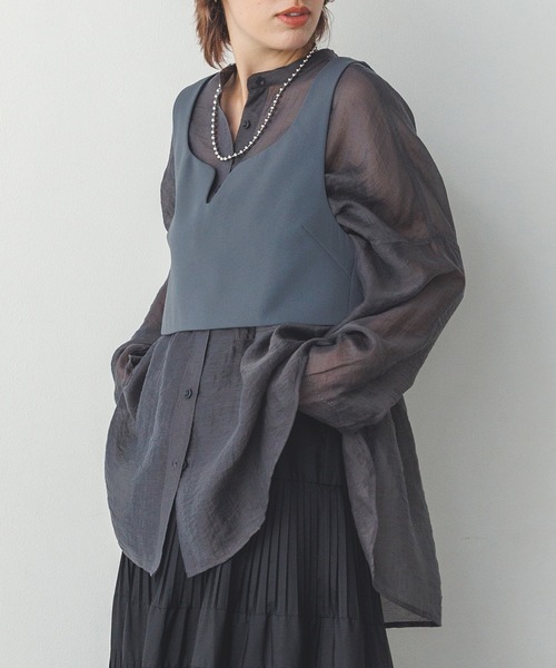 2024年モデル 変形ベスト ジレ 薄手 アシメ 黒 ウォッシャブル 美品 40 allureville（アルアバイル） ベスト ジレ 「セットアップ対応可能」麻