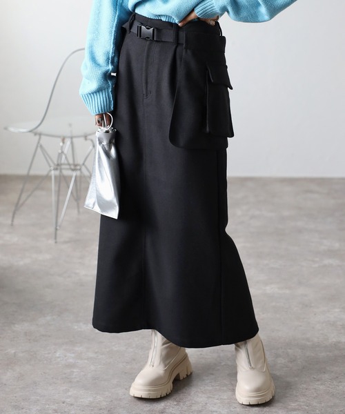 MARK&LONA　CODE　2WAY デタッチャブル　プリーツスカート　黒 COMMRE（コムル） スカート デタッチャブルポケットナロースカート